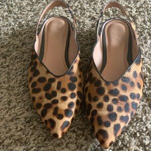 Leopard sling back flats